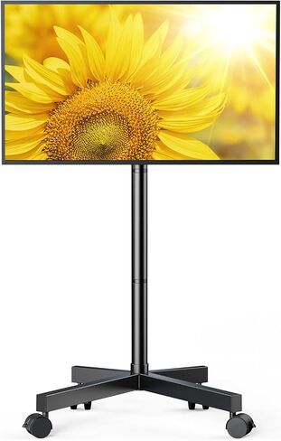 Perlegear Mobile TV Cart, Rolling TV Stand for 13-50 inch TVs with 30° Tilt Universal TV Cart for LED/LCD/OLED TV Height Adjustable Floor TV Stand Holds 44lbs Portable Monitor Stand Max VESA 200x200mm in Kuwait