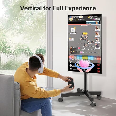 Perlegear Mobile TV Cart, Rolling TV Stand for 13-50 inch TVs with 30° Tilt Universal TV Cart for LED/LCD/OLED TV Height Adjustable Floor TV Stand Holds 44lbs Portable Monitor Stand Max VESA 200x200mm in Kuwait