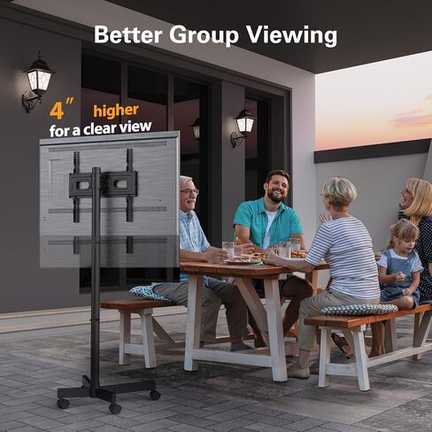 Perlegear Mobile TV Cart, Rolling TV Stand for 13-50 inch TVs with 30° Tilt Universal TV Cart for LED/LCD/OLED TV Height Adjustable Floor TV Stand Holds 44lbs Portable Monitor Stand Max VESA 200x200mm in Kuwait