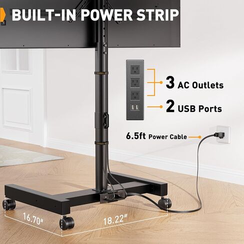 Perlegear Mobile TV Cart, Rolling TV Stand for 13-50 inch TVs with 30° Tilt Universal TV Cart for LED/LCD/OLED TV Height Adjustable Floor TV Stand Holds 44lbs Portable Monitor Stand Max VESA 200x200mm in Kuwait