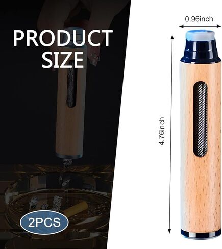 قطعتان من منافض السجائر الخشبية المحمولة المصنوعة يدويًا، مضادة للسقوط مع حاملات سجائر 5.2 مم 6.8 مم 7.8 مم، عالمية للسيارة والمنزل والمكتب والطاولة الخارجية والشرفة الخارجية (أسود) in Kuwait