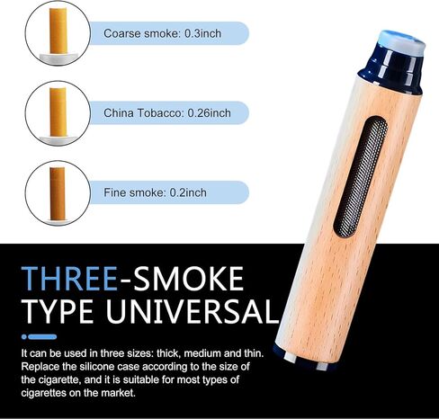 قطعتان من منافض السجائر الخشبية المحمولة المصنوعة يدويًا، مضادة للسقوط مع حاملات سجائر 5.2 مم 6.8 مم 7.8 مم، عالمية للسيارة والمنزل والمكتب والطاولة الخارجية والشرفة الخارجية (أسود) in Kuwait