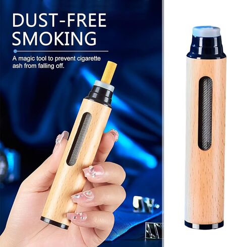 قطعتان من منافض السجائر الخشبية المحمولة المصنوعة يدويًا، مضادة للسقوط مع حاملات سجائر 5.2 مم 6.8 مم 7.8 مم، عالمية للسيارة والمنزل والمكتب والطاولة الخارجية والشرفة الخارجية (أسود) in Kuwait