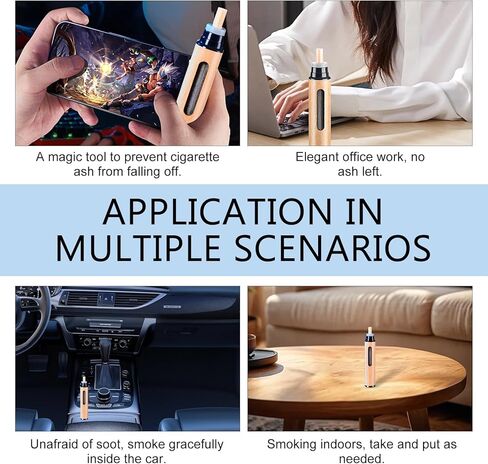 قطعتان من منافض السجائر الخشبية المحمولة المصنوعة يدويًا، مضادة للسقوط مع حاملات سجائر 5.2 مم 6.8 مم 7.8 مم، عالمية للسيارة والمنزل والمكتب والطاولة الخارجية والشرفة الخارجية (أسود) in Kuwait