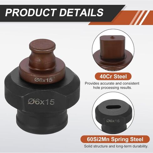 HARFINGTON Hydraulic Hole Punch Die 13x20mm Oval Hole 40Cr Steel Electric Punching Kit for MHP-20 JP-20 Electric Punching Machine, Burgundy & Black in Kuwait