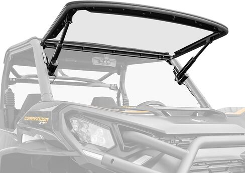 SuperATV MaxDrive Power Flip Windshield for Can-Am Commander, Maverick Trail, Maverick Sport, Can be Opened to Any Position, 1/4" Polycarbonate 250x Stronger than Glass, USA Made in Saudi Arabia