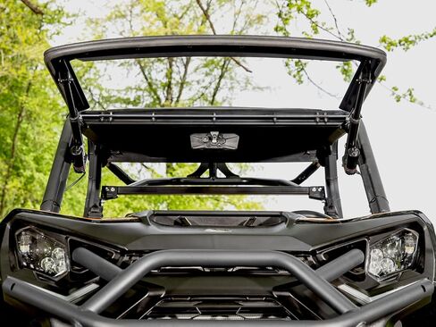 SuperATV MaxDrive Power Flip Windshield for Can-Am Commander, Maverick Trail, Maverick Sport, Can be Opened to Any Position, 1/4" Polycarbonate 250x Stronger than Glass, USA Made in Saudi Arabia