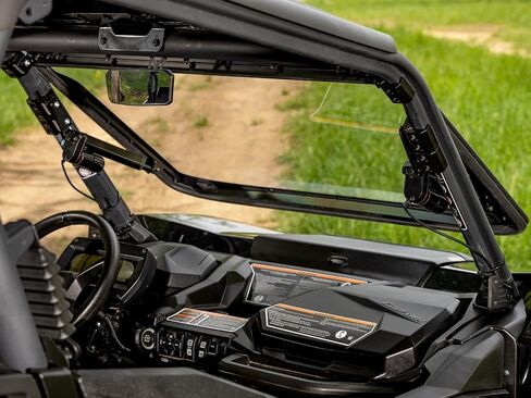 SuperATV MaxDrive Power Flip Windshield for Can-Am Commander, Maverick Trail, Maverick Sport, Can be Opened to Any Position, 1/4" Polycarbonate 250x Stronger than Glass, USA Made in Saudi Arabia