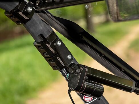 SuperATV MaxDrive Power Flip Windshield for Can-Am Commander, Maverick Trail, Maverick Sport, Can be Opened to Any Position, 1/4" Polycarbonate 250x Stronger than Glass, USA Made in Saudi Arabia