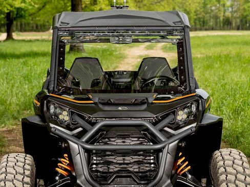 SuperATV MaxDrive Power Flip Windshield for Can-Am Commander, Maverick Trail, Maverick Sport, Can be Opened to Any Position, 1/4" Polycarbonate 250x Stronger than Glass, USA Made in Saudi Arabia