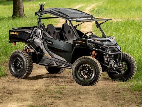 SuperATV MaxDrive Power Flip Windshield for Can-Am Commander, Maverick Trail, Maverick Sport, Can be Opened to Any Position, 1/4" Polycarbonate 250x Stronger than Glass, USA Made in Saudi Arabia