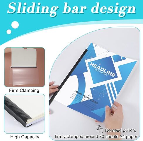 50 حزمة من أغلفة التقارير الشفافة مع أشرطة منزلقة، ومجلدات العروض التقديمية لحجم الرسالة بسعة 70 ورقة، ومجلد السيرة الذاتية، ومجلد شفاف، بسمك 5.5 مل، لمستندات السيرة الذاتية، أسود in Kuwait