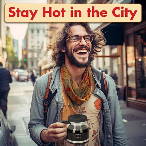 كوب قهوة Cupa Joe - كوب زجاجي بوروسيليكات بسعة 20 أونصة مع غطاء مقاوم للانسكاب - هدية مبتكرة مرحة لمحبي القهوة والآباء والمكاتب والسفر والمزيد in Saudi Arabia
