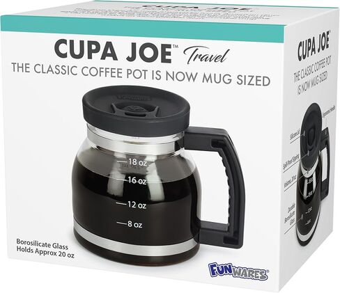 كوب قهوة Cupa Joe - كوب زجاجي بوروسيليكات بسعة 20 أونصة مع غطاء مقاوم للانسكاب - هدية مبتكرة مرحة لمحبي القهوة والآباء والمكاتب والسفر والمزيد in Saudi Arabia
