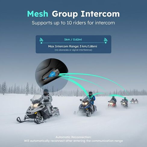 سماعة بلوتوث Z1 للدراجات النارية، خوذة 10 راكبين، أنظمة اتصالات داخلية شبكية، تحكم صوتي/شحن سريع/إقران عالمي/إلغاء الضوضاء/ IP67 مقاومة للماء، عبوتان in Kuwait