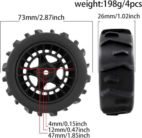 إطارات REDSPIDER 1/18 1/16 1/24 RC للرمل والثلج، مناسبة لـ Traxxas، ARRMA Mojave GROM، MJX Hyper Go Tamiya Kyosho HPI (أسود) in Kuwait