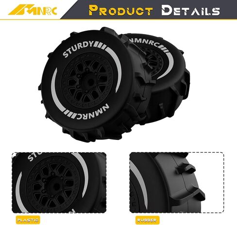 عجلة مجداف مُلصقة مسبقًا وإطارات رملية للشاطئ والثلج والصحراء لـ Arrma 1/16 Mojave Grom RTR ترقيات الجزء الأبيض in Kuwait