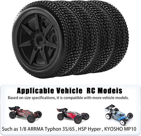 إطارات وعجلات سباق 1/8 RC للطرق الوعرة، إطارات وعجلات 17 مم سداسية RC مع حشوات إسفنجية لـ ARRMA 1/8 Typhon 3S/6S Losi 8IGHT HongNor FS Racing KYOSHO MP10 MP9 MP9e Neo HSP Hyper. (4 قطعة/المجموعة) in Kuwait