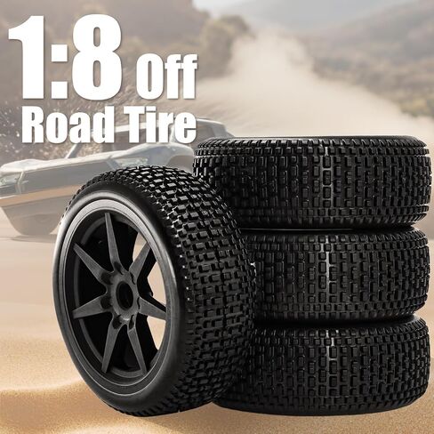 إطارات وعجلات سباق 1/8 RC للطرق الوعرة، إطارات وعجلات 17 مم سداسية RC مع حشوات إسفنجية لـ ARRMA 1/8 Typhon 3S/6S Losi 8IGHT HongNor FS Racing KYOSHO MP10 MP9 MP9e Neo HSP Hyper. (4 قطعة/المجموعة) in Kuwait