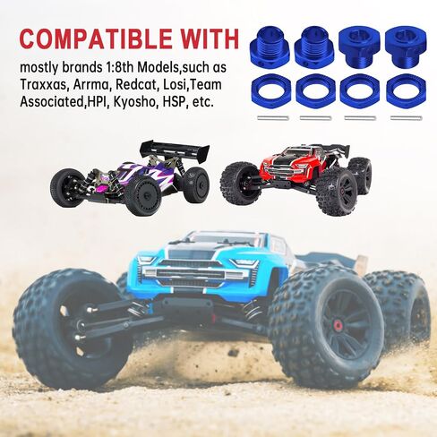 HobbyPark 17mm Wheel Hex Hubs Adapter with Wrench for 1/8 RC Cars Monster Trucks Off Road Buggy (with Navy Blue Adapter) in Saudi Arabia