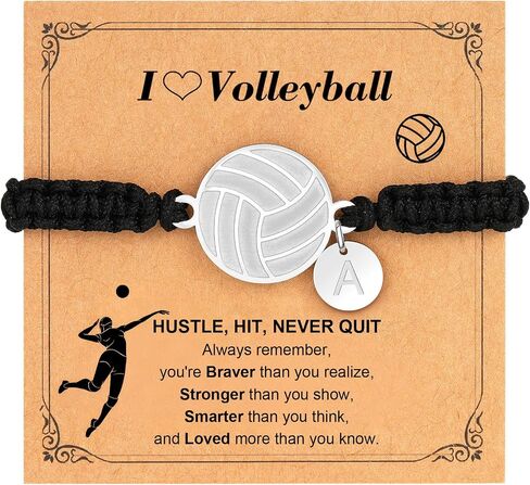 C-leen Volleyball Gifts for Teens, Dainty Volleyball Bracelet Adjustable Initial Charms Braided Sports Bracelets Birthday Christmas Gifts for Women Teens in Saudi Arabia
