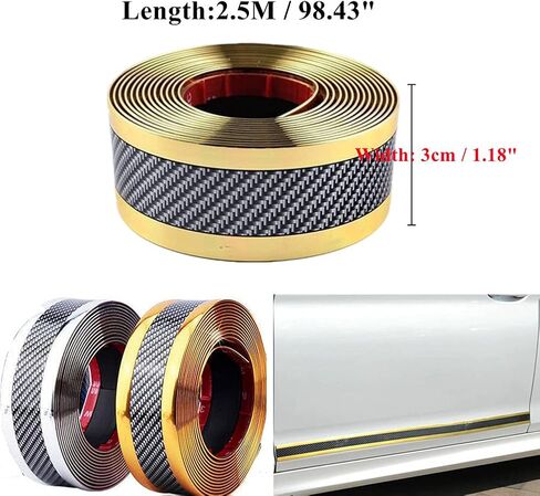 Universal Carbon Fibre Car Door Entry Guards Protector, Flexible Self-Adhesive Car Door Sill Sticker for Car SUV Truck Door Entry Guards (Black, 5×250cm / 2×98.4"(W×L)) in Saudi Arabia