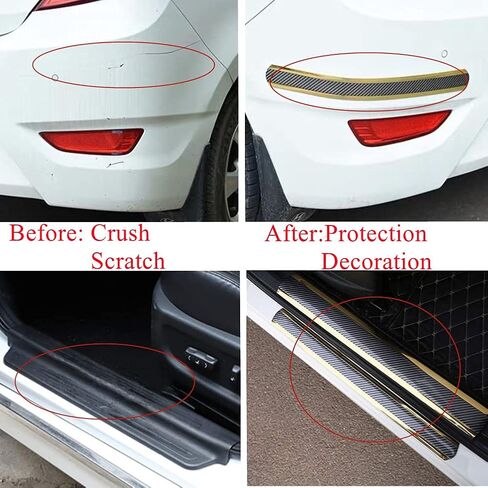 Universal Carbon Fibre Car Door Entry Guards Protector, Flexible Self-Adhesive Car Door Sill Sticker for Car SUV Truck Door Entry Guards (Black, 5×250cm / 2×98.4"(W×L)) in Saudi Arabia