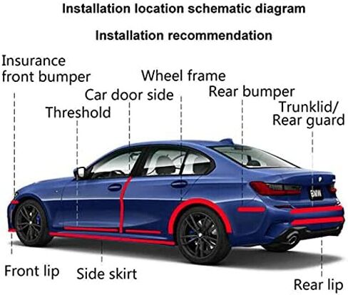 Universal Carbon Fibre Car Door Entry Guards Protector, Flexible Self-Adhesive Car Door Sill Sticker for Car SUV Truck Door Entry Guards (Black, 5×250cm / 2×98.4"(W×L)) in Saudi Arabia