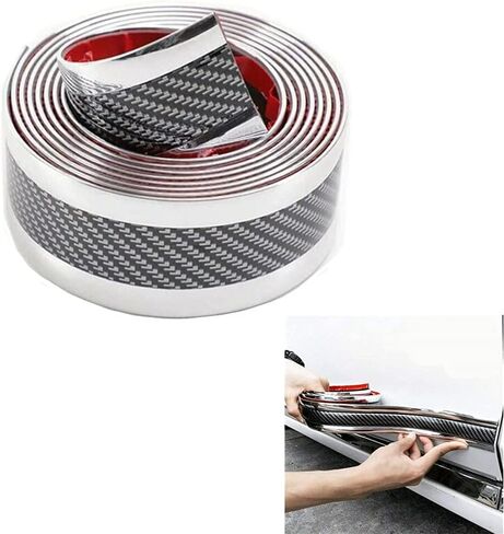 Universal Carbon Fibre Car Door Entry Guards Protector, Flexible Self-Adhesive Car Door Sill Sticker for Car SUV Truck Door Entry Guards (Black, 5×250cm / 2×98.4"(W×L)) in Saudi Arabia