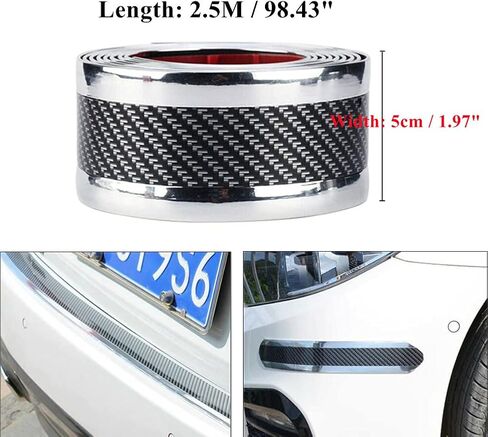 Universal Carbon Fibre Car Door Entry Guards Protector, Flexible Self-Adhesive Car Door Sill Sticker for Car SUV Truck Door Entry Guards (Black, 5×250cm / 2×98.4"(W×L)) in Saudi Arabia