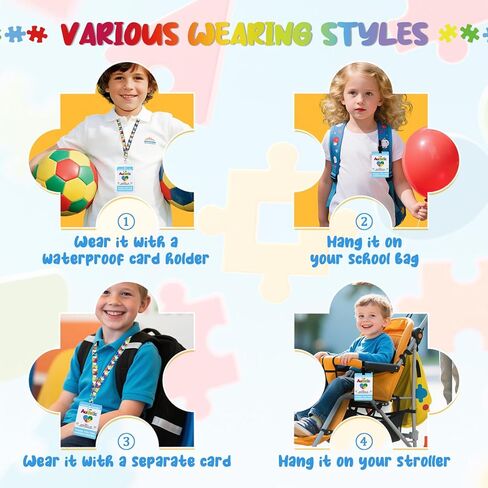 2 Pack Autism Alert Card Set, Autism Safety Label Card, Custom Text Autism Medical ID Tags with Autism Lanyard, Waterproof Cards Holder, Hook and Loop Closure for Special Needs (Rainbow) in Saudi Arabia