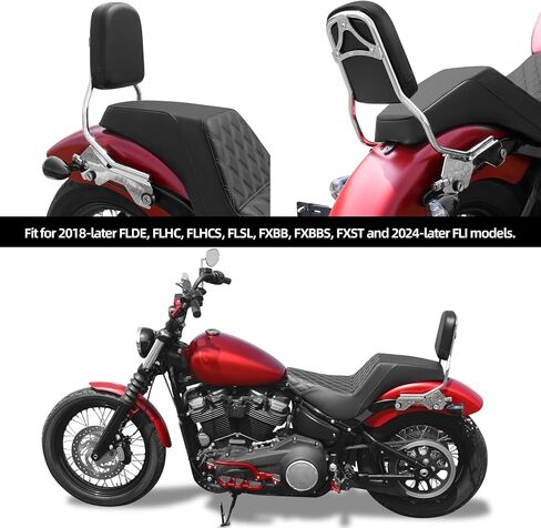 TCT-MT Sissy Bar Backrest Upright Standard Height Fit for Harley Softail 2018-2020 Heritage Classic FLHC; Deluxe FLDE; Street Bob FXBB; Slim FLSL; 114 FLHCS Chrome 2019 +Black in Saudi Arabia