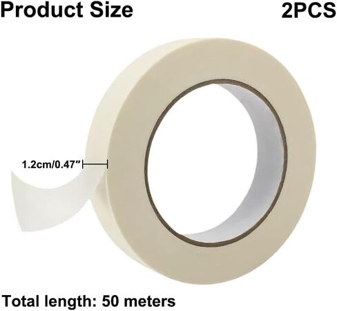 2 Rolls White Artist Tape, 0.47 Inch x 54.68 Yards Hand Tear Self-Adhesive Gaffer Tape for Labeling Cable Stage Photo Studio Painters Duct Repair in Saudi Arabia