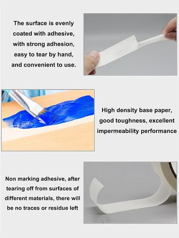 2 Rolls White Artist Tape, 0.47 Inch x 54.68 Yards Hand Tear Self-Adhesive Gaffer Tape for Labeling Cable Stage Photo Studio Painters Duct Repair in Saudi Arabia