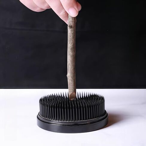 【Black Kenzan Series】Round Floral Arranger Frog Flower Fixed Tools Japanese Floral Pins Holder with Rubber Base for Ikebana Arrangement, Plant Fixation (2inch/50mm Black Kenzan) in Saudi Arabia