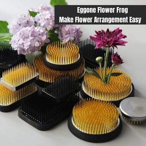 【Black Kenzan Series】Round Floral Arranger Frog Flower Fixed Tools Japanese Floral Pins Holder with Rubber Base for Ikebana Arrangement, Plant Fixation (2inch/50mm Black Kenzan) in Saudi Arabia