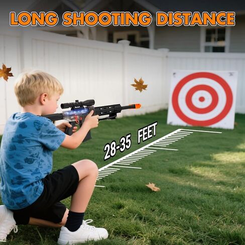 مسدس لعبة واقعي لسهام نيرف - بندقية قنص كهربائية مسدس إسفنجي أوتوماتيكي مع نطاق 100 رصاصة ناعمة و3 مجلات للأطفال من سن 6 إلى 12 عامًا، لعبة داخلية وخارجية لصحراء الأطفال البالغين in Kuwait