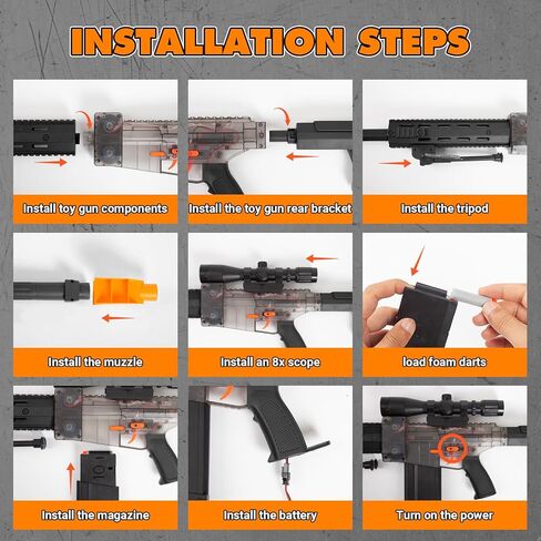 مسدس لعبة واقعي لسهام نيرف - بندقية قنص كهربائية مسدس إسفنجي أوتوماتيكي مع نطاق 100 رصاصة ناعمة و3 مجلات للأطفال من سن 6 إلى 12 عامًا، لعبة داخلية وخارجية لصحراء الأطفال البالغين in Kuwait