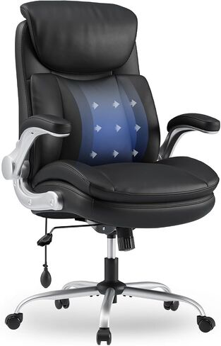 Office Chair Big and Tall- High Back Executive Office Chair- Ergonomic Home Computer Desk Chair with Padded Flip-up Arms, Adjustable Lumbar Support, Wide & Thick Seat for Adult-Black in Saudi Arabia