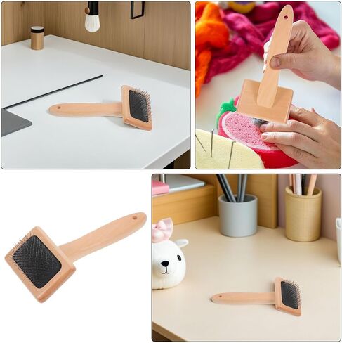 NUOBESTY 2pcs Wool Felting Spinning Crafts Tools Wooden Handle Slicker Brush for Needle Felting Supplies Pet Grooming Cat Shedding in Saudi Arabia