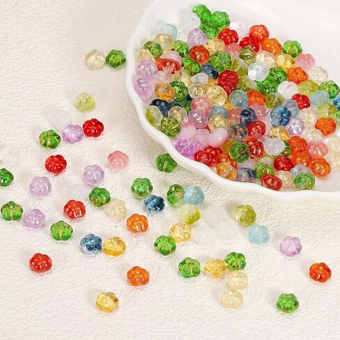 uxcell 100pcs Glass Beads, 6mm x 10mm Pumpkin Spacer Beads Crystal Bulk Loose Bracelet Charm for Thanksgiving Earring, Halloween, Jewelry Making, DIY Craft, Gold Red in Saudi Arabia