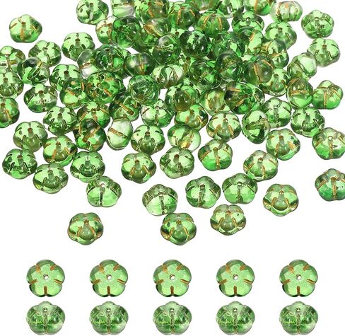 uxcell 100pcs Glass Beads, 6mm x 10mm Pumpkin Spacer Beads Crystal Bulk Loose Bracelet Charm for Thanksgiving Earring, Halloween, Jewelry Making, DIY Craft, Gold Red in Saudi Arabia