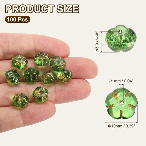 uxcell 100pcs Glass Beads, 6mm x 10mm Pumpkin Spacer Beads Crystal Bulk Loose Bracelet Charm for Thanksgiving Earring, Halloween, Jewelry Making, DIY Craft, Gold Red in Saudi Arabia