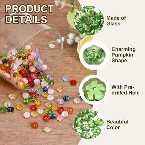 uxcell 100pcs Glass Beads, 6mm x 10mm Pumpkin Spacer Beads Crystal Bulk Loose Bracelet Charm for Thanksgiving Earring, Halloween, Jewelry Making, DIY Craft, Gold Red in Saudi Arabia