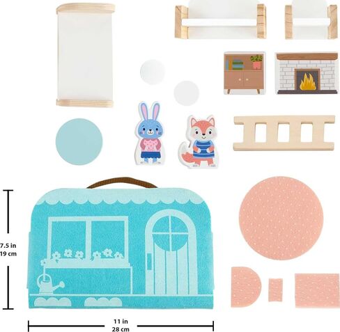 Fisher-Price Wood Pretend Play Toy Dollhouse Carry Along, 15-Piece Wooden Portable Playset for Travel Preschool Kids Ages 3+ Years in Saudi Arabia