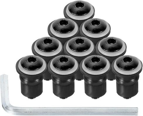 PATIKIL M5 Motorcycle Windshield Bolts Screws, 10 Pcs Aluminum Alloy Screw with Wrench Windscreen Fairing Fasteners Screws Bolts Nuts for Motorcycle Fairing, Black in Saudi Arabia