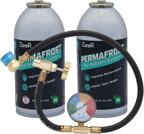 ZeroR® Permafrost لأنظمة التيار المتردد R1234YF | معزز الأداء | 5 علب + صنبور ومقياس وخرطوم مقاس 12 بوصة in Saudi Arabia