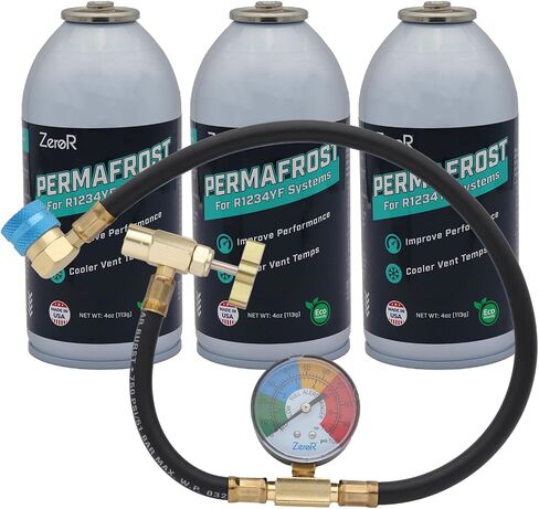 ZeroR® Permafrost لأنظمة التيار المتردد R1234YF | معزز الأداء | 5 علب + صنبور ومقياس وخرطوم مقاس 12 بوصة in Saudi Arabia