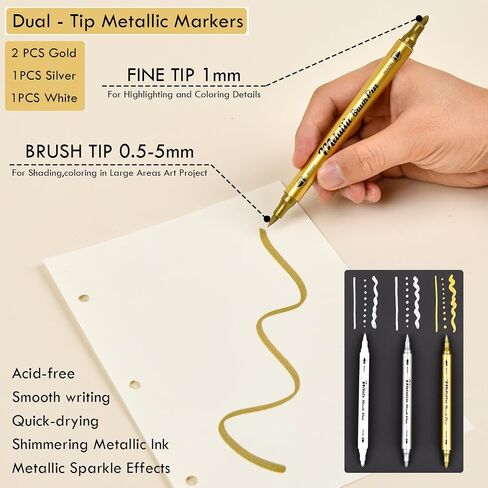 HNIHUY Metallic Markers Pens - White Silver and Gold Paint Pens for Black Paper, Glass, Rock Painting, Halloween Pumpkin, Card Making, Scrapbooking, Photo Album, Set of 4 in Saudi Arabia