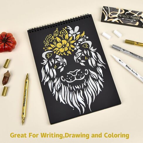 HNIHUY Metallic Markers Pens - White Silver and Gold Paint Pens for Black Paper, Glass, Rock Painting, Halloween Pumpkin, Card Making, Scrapbooking, Photo Album, Set of 4 in Saudi Arabia